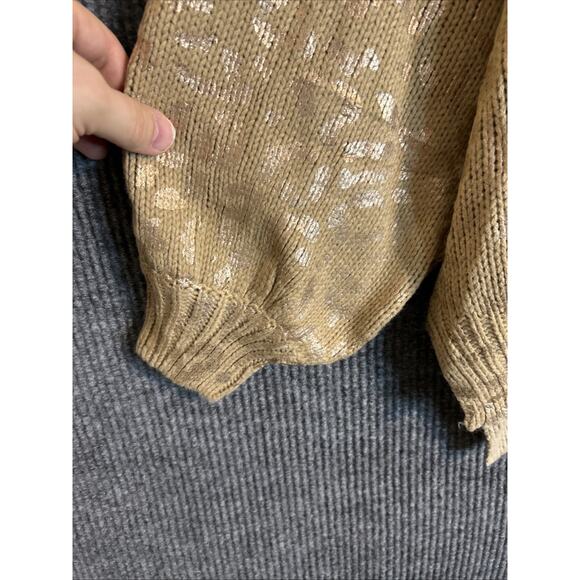 And The Why Womens Pullover Sweater Size XXL Gold Foil Chunky Boutique New - Picture 3 of 9